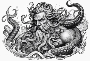 Poseidon battling octopus monster tattoo idea