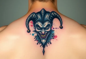 graphic 3d jester design tattoo idea