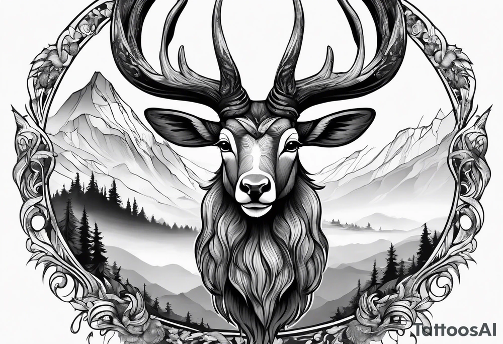 Leshy riding mouflon tattoo idea