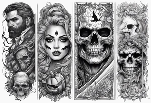 Halloween arm sleeve tattoo idea