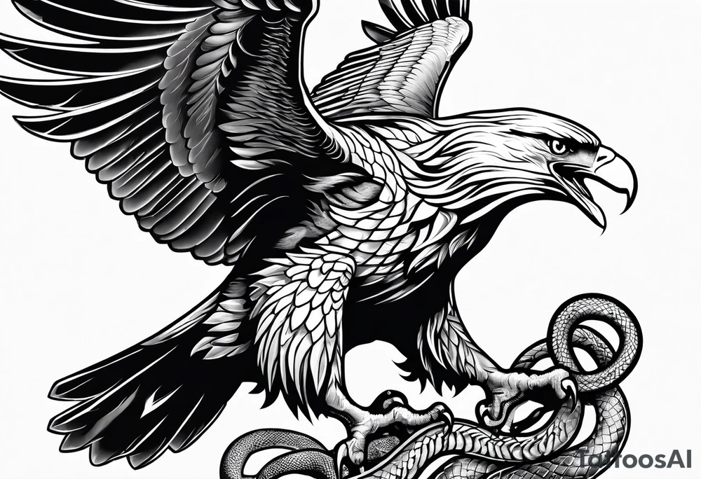 an eagle being trapped by a snake tattoo idea