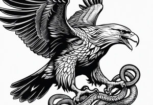 an eagle being trapped by a snake tattoo idea