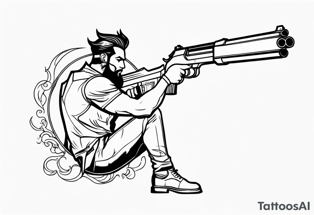 capricorn man with gun tattoo idea