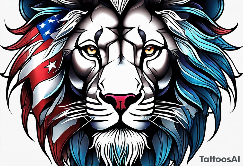 American flag. 
Lion background tattoo idea