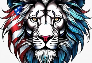 American flag. 
Lion background tattoo idea