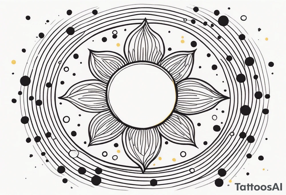 simple sun made of black dots and circles tattoo idea