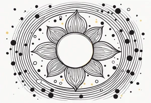 simple sun made of black dots and circles tattoo idea