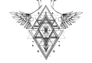 Geometric, triangles, lines, circles back tattoo tattoo idea