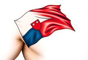 A waving Czech flag with realistic fabric texture, its red, white, and blue colors appearing vibrant and dynamic. tattoo idea
