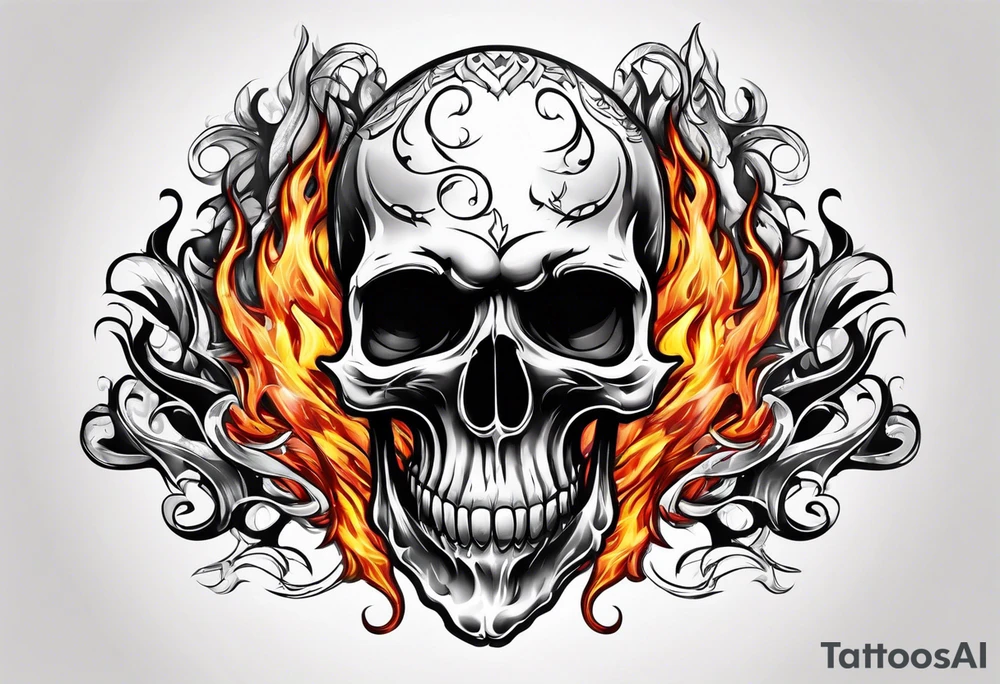 Skull with fire and ice tattoo idea