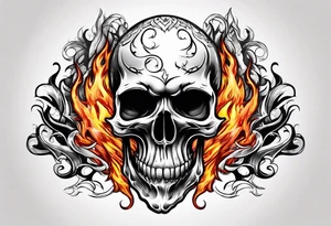 Skull with fire and ice tattoo idea