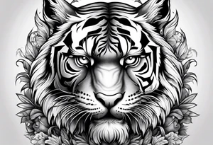 Tiger with owl eyes fighting tattoo idea