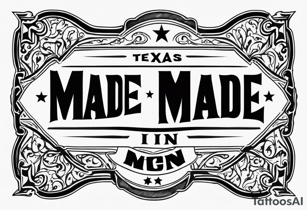 Texas Made in Tag letters tattoo idea