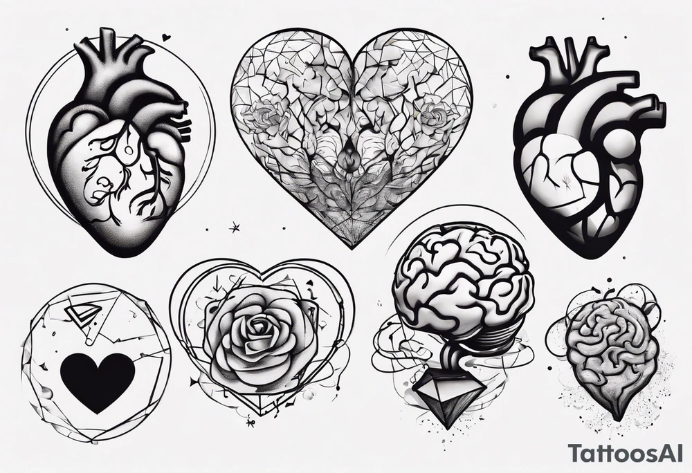 Heart and brain floating away tattoo idea