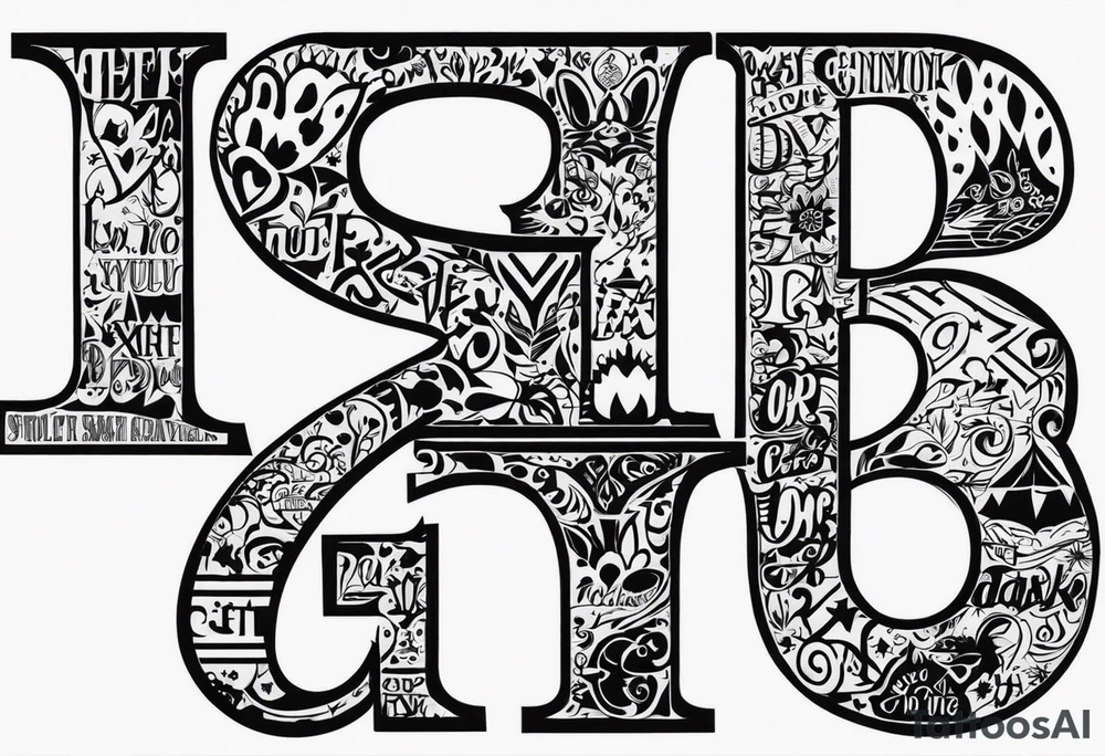 letters GDKP in rabbit paw tattoo idea