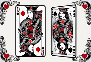 minimal design - queen of hearts card - not so much ink - friendly - room for words tattoo idea