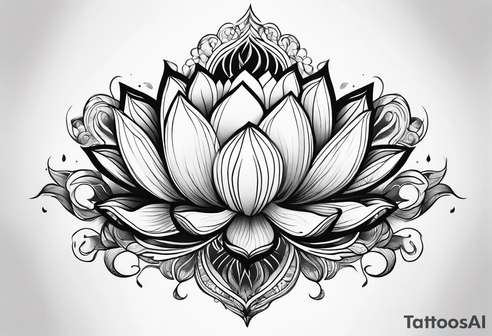 Lotus flower with fire and mystical aura tattoo idea