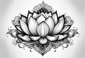 Lotus flower with fire and mystical aura tattoo idea