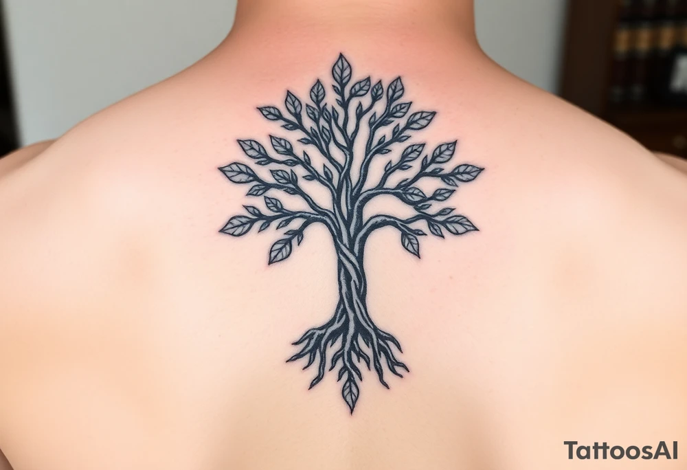 Tree of life some leaves with expansive roots 
Vintage looking Celtic feel tattoo idea