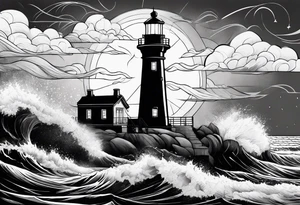 Lighthouse in a storm tattoo idea