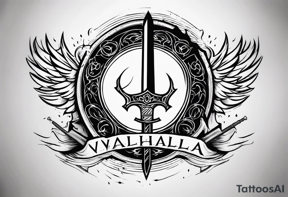Valhalla sword shield lightning tattoo idea