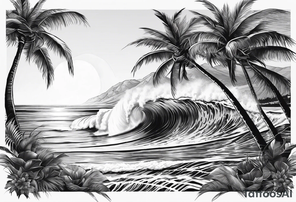 Palm tree, surfing tattoo idea
