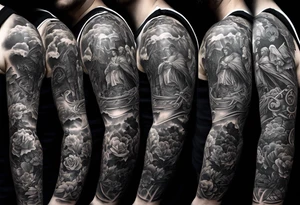 Catholic tattoo sleeve for a man. tattoo idea