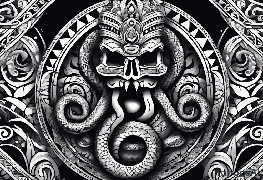 aztec snake sleeve tattoo idea