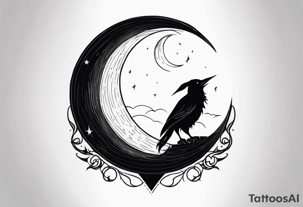 dark fantasy moon by cliff held by a witch tattoo idea
