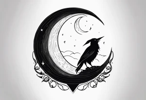 dark fantasy moon by cliff held by a witch tattoo idea