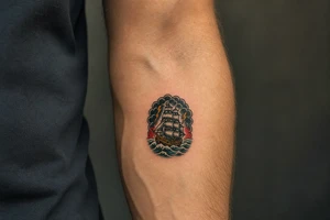 old ship in a storm tattoo idea