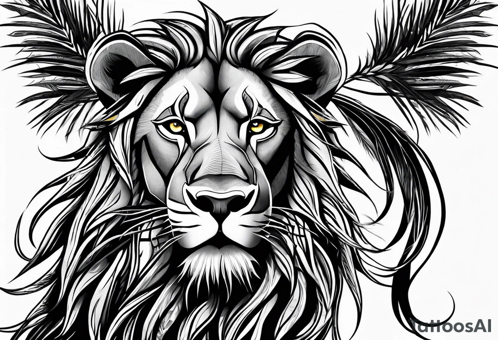 Jamaican lion with dreads tattoo idea