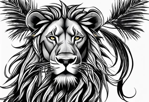 Jamaican lion with dreads tattoo idea