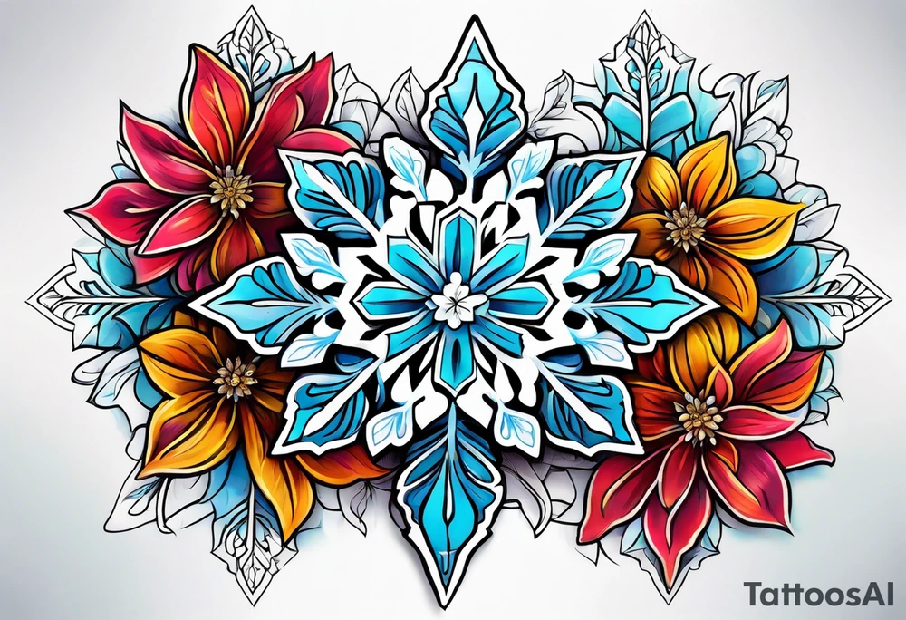 snowflake , flower tattoo idea