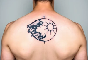 yin-yang one side storm one side sunshine meditative silhouette tattoo idea