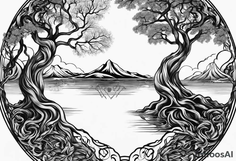 Yin and yang symbol formed by interconnected tree roots tattoo idea Yin and yang symbol formed by interconnected tree roots tattoo idea