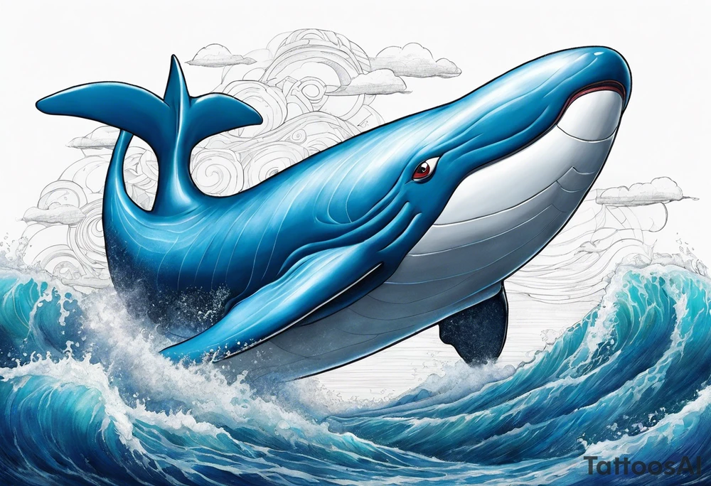 Wailord Pokemon in the ocean. tattoo idea