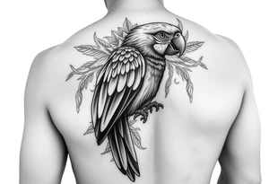 I want to create a complex tattoo to surround an existing tattoo of a very colorful parrot on my right bicep tattoo idea