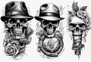 full stomach gangster sleeve realistic tattoo idea