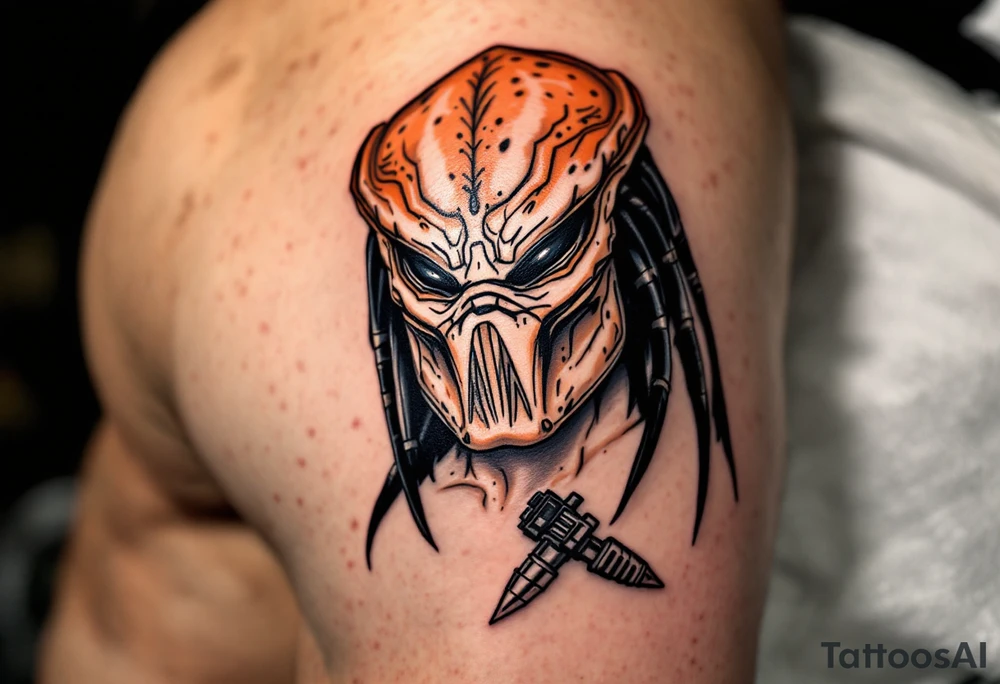 City Hunter Predator – The sleek and agile hunter from Predator 2 (1990), with tanned, speckled orange and brown skin, darker, more streamlined armor, and an elongated bio-mask with more advanced targeting technology. tattoo idea