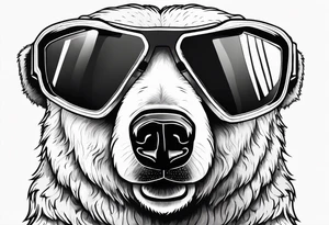 A polar bear standing on two legs holding a snowboard and wearing snow goggles tattoo idea