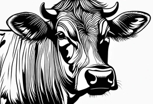 cow one sided profile linework tattoo idea