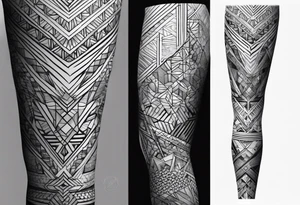 geometric pattern full leg and butt sleeve male tattoo idea