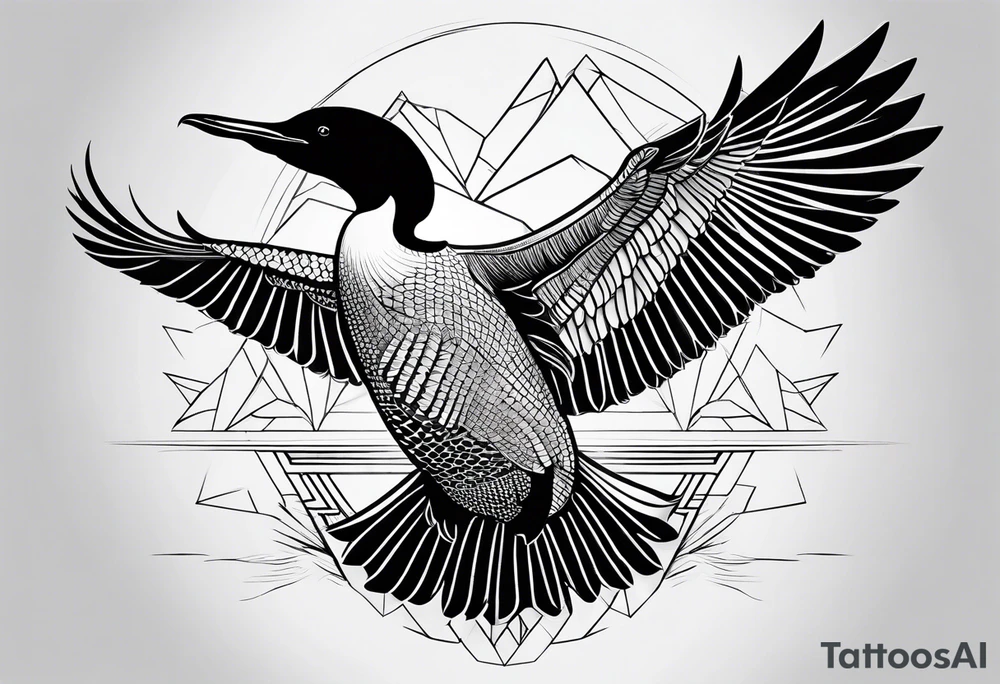 Loon stretching wings tattoo idea