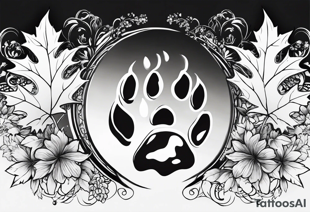 maple, dog paw print tattoo idea