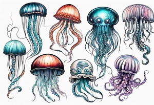 Jellyfish with super long tentacles tattoo idea