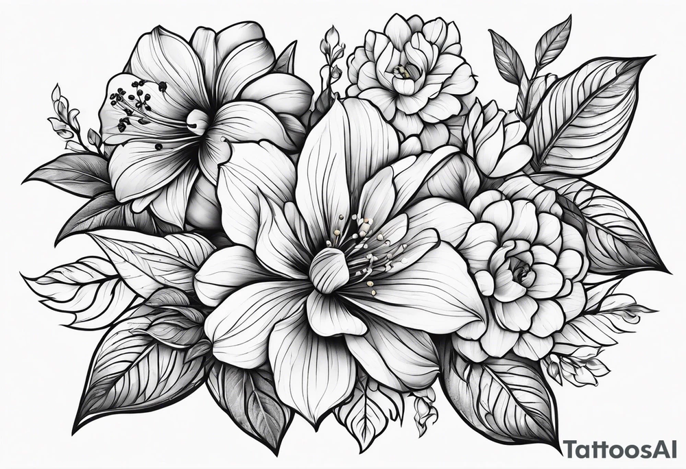 flowers, leaves tattoo idea