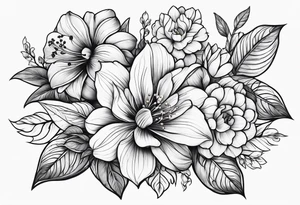 flowers, leaves tattoo idea