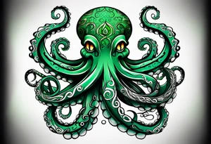Electric octopus peacefull green tattoo idea