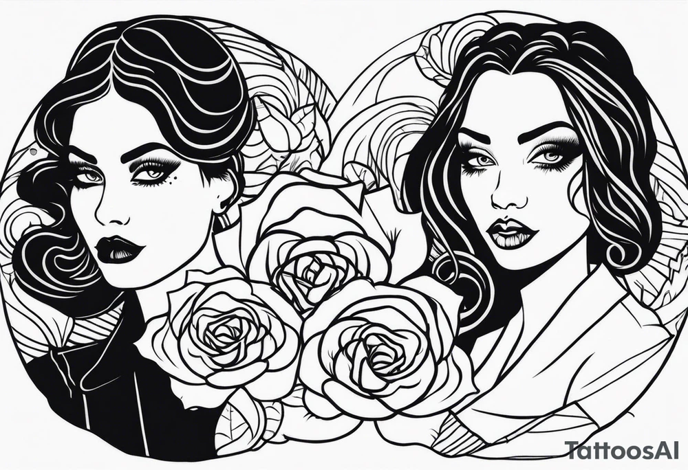 Faces rosas caveiras tattoo idea